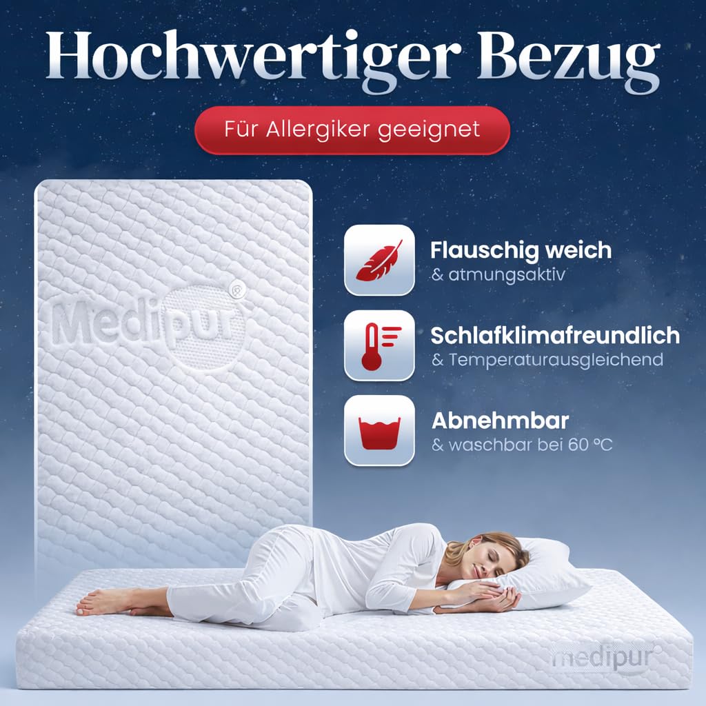 FMP Matratzenmanufaktur orthopädische 7 Zonen Kaltschaummatratze Sleep-Line-Classic Medipurbezug Härte: H3 (ab 85kg) Gr.180x200 cm