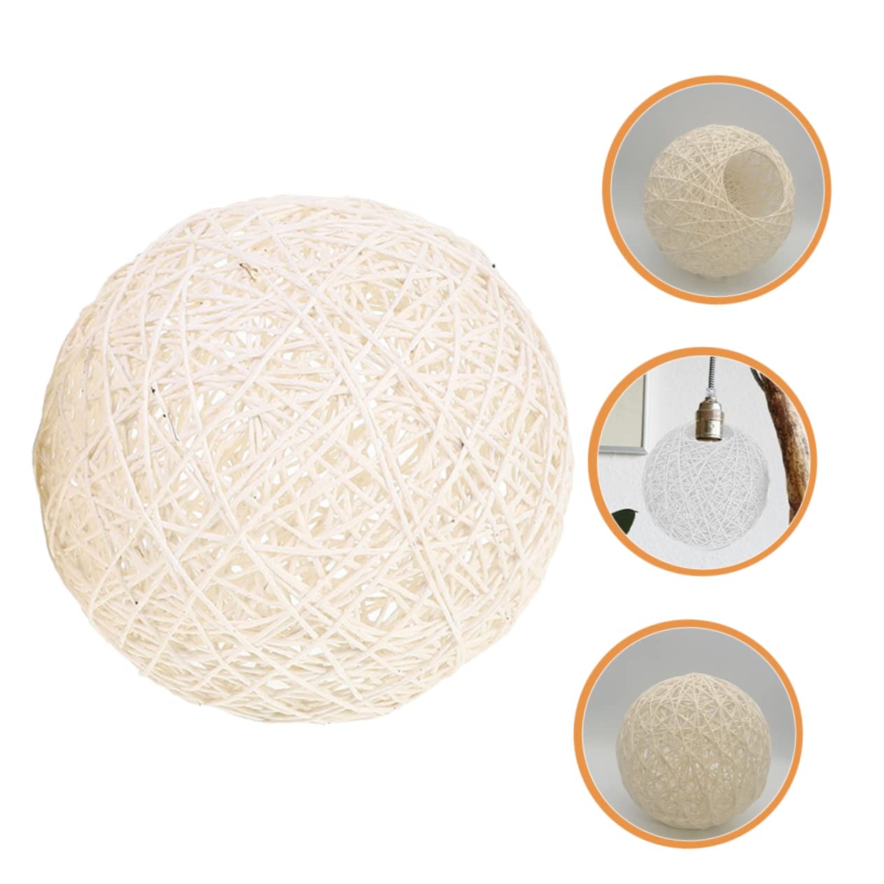 KICHOUSE Wicker Pendant Light Shade Rustic Decorative Lampshade Woven Lamp Cover for Home