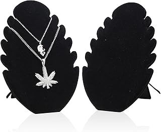 QYCX Jewelry Stand- 2 Pack Necklace Stand Jewelry Display Stand Necklace Holder Black Pendants Bracelets Chains Necklace Organizer Holder Velvet Jewelry Easel for Shows, Necklace Holder Stand for Shopping Mall, Jewelry Store and Home (Black)