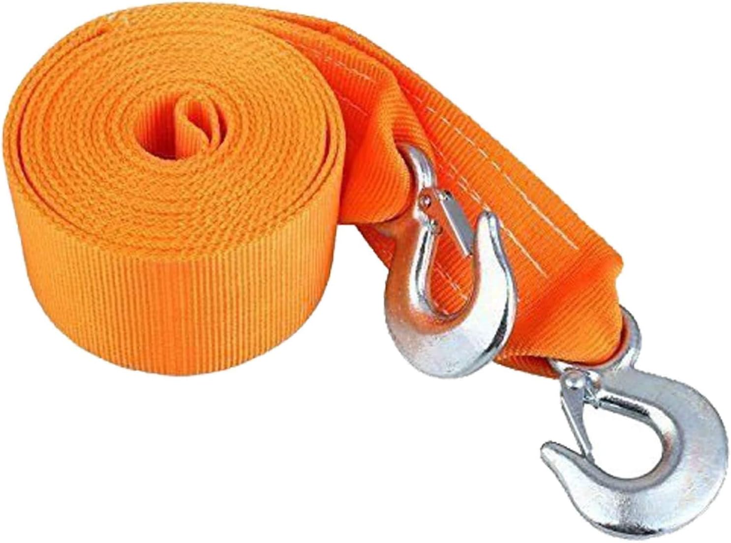 SELECTEC Tow Rope Towing Belt Heavy Duty Tow Strap 8 Tonne, 6 Meter Length Recovery Towing Rope with 2 Safety Hooks, Orange