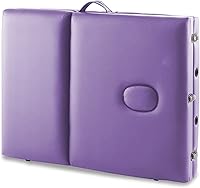 Vista 7 de Saloniture Mesa de masaje profesional portátil ligera de tres pliegues con patas de aluminio, incluye reposacabezas, soporte facial, reposabrazos