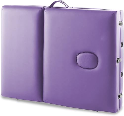 Miniatura 7 de Saloniture Mesa de masaje profesional portátil ligera de tres pliegues con patas de aluminio, incluye reposacabezas, soporte facial, reposabrazos y