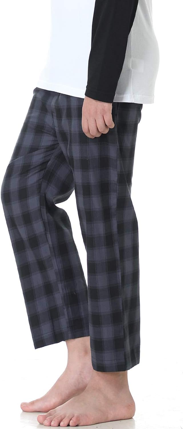 Big Boy's Cotton Plaid Pajama Pants Lounge Long Pants Loose Size 8 10 12 14 16 - Image 3