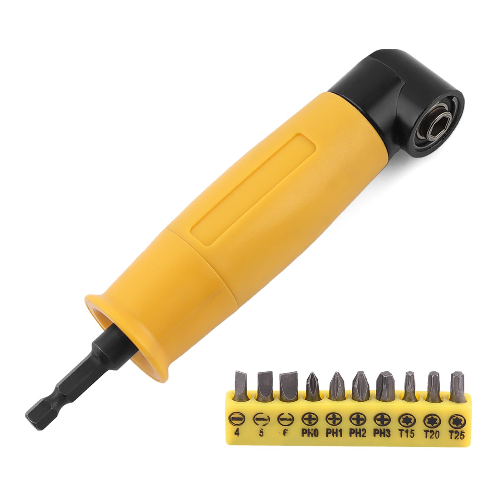 Ingranaggio angolare con 10 punte, attacco angolare per cacciavite a batteria, attacco per chiave angolare a 90° Attacco angolare, prolunga per trapano a percussione (giallo)