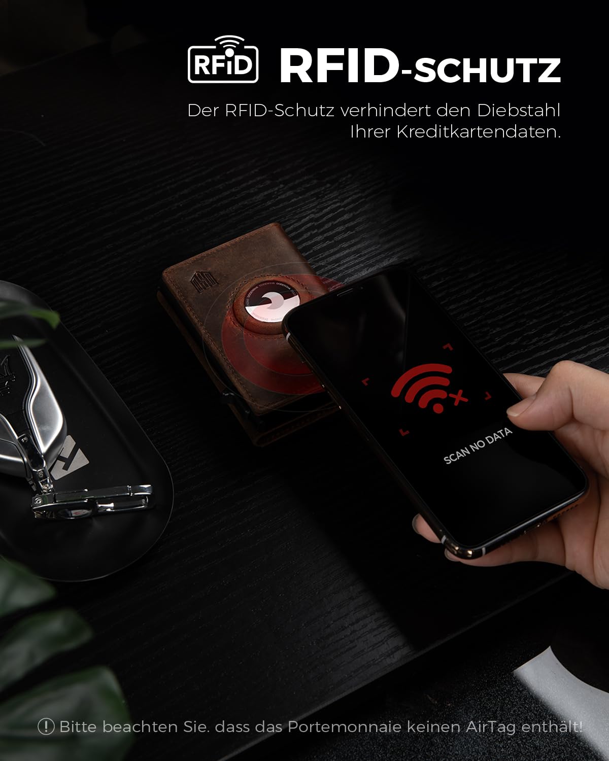 DODENSHA® Airtag 2 Wallet Herren mit XL Münzfach I MagSnap Kartenetui Herren I Smart Airtag Wallet für 10+ Karten I Geldbörse Herren mit RFID Schutz I Portmonee Herren mit AirTag* Fach I Redbrown