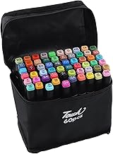 Permanent Markers 80 Colours, Alcohol Markers, Double-Ended Marker Pen Set 2S Quick Drying with Base for Watercolor Graffiti Sketches, Comics, Colouring, Illustrating, Sketching (60 Couleurs)