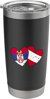 Serbia Austria Heart Flag Serbian Austrian Heritage Stainless Steel Insulated Tumbler