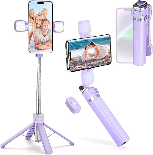 Miniatura 1 de MQOUNY - Mini soporte de trípode para iPhone, trípode para teléfono de 38 pulgadas y palo para selfie con control remoto inalámbrico recargable y