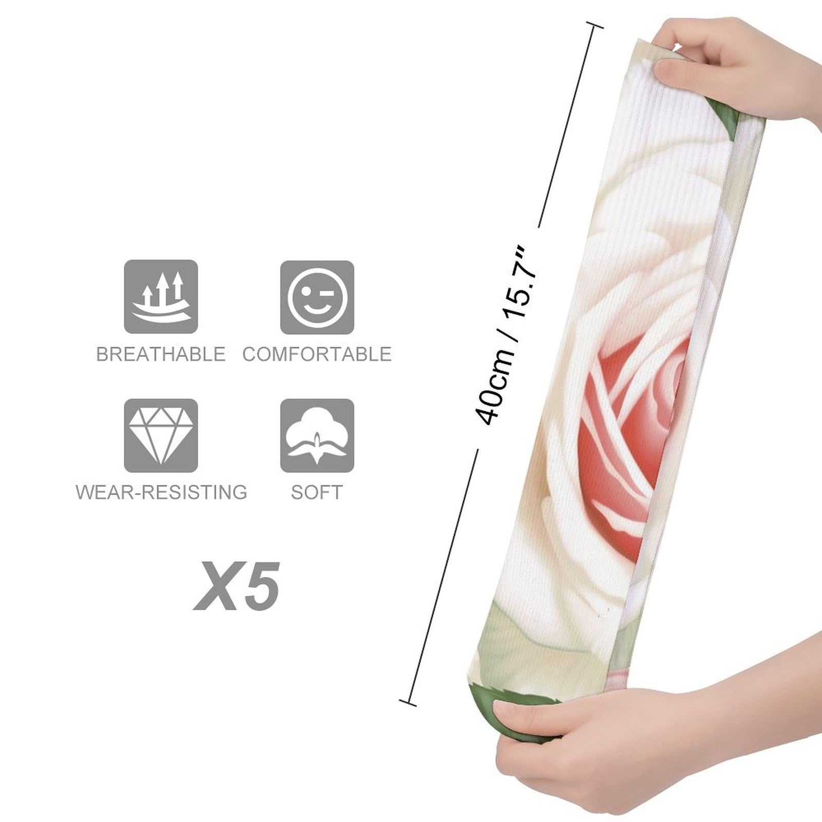 QMNRTK Rose Floral Stocking?casual Athletic Aesthetic Socks Neutral Cotton Socks Compression Socks Control Crew Socks for Women Men