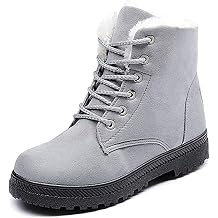 Nobrandd Women Warm Fur Plush Insole Suede Waterproof Ankle Snow Boots