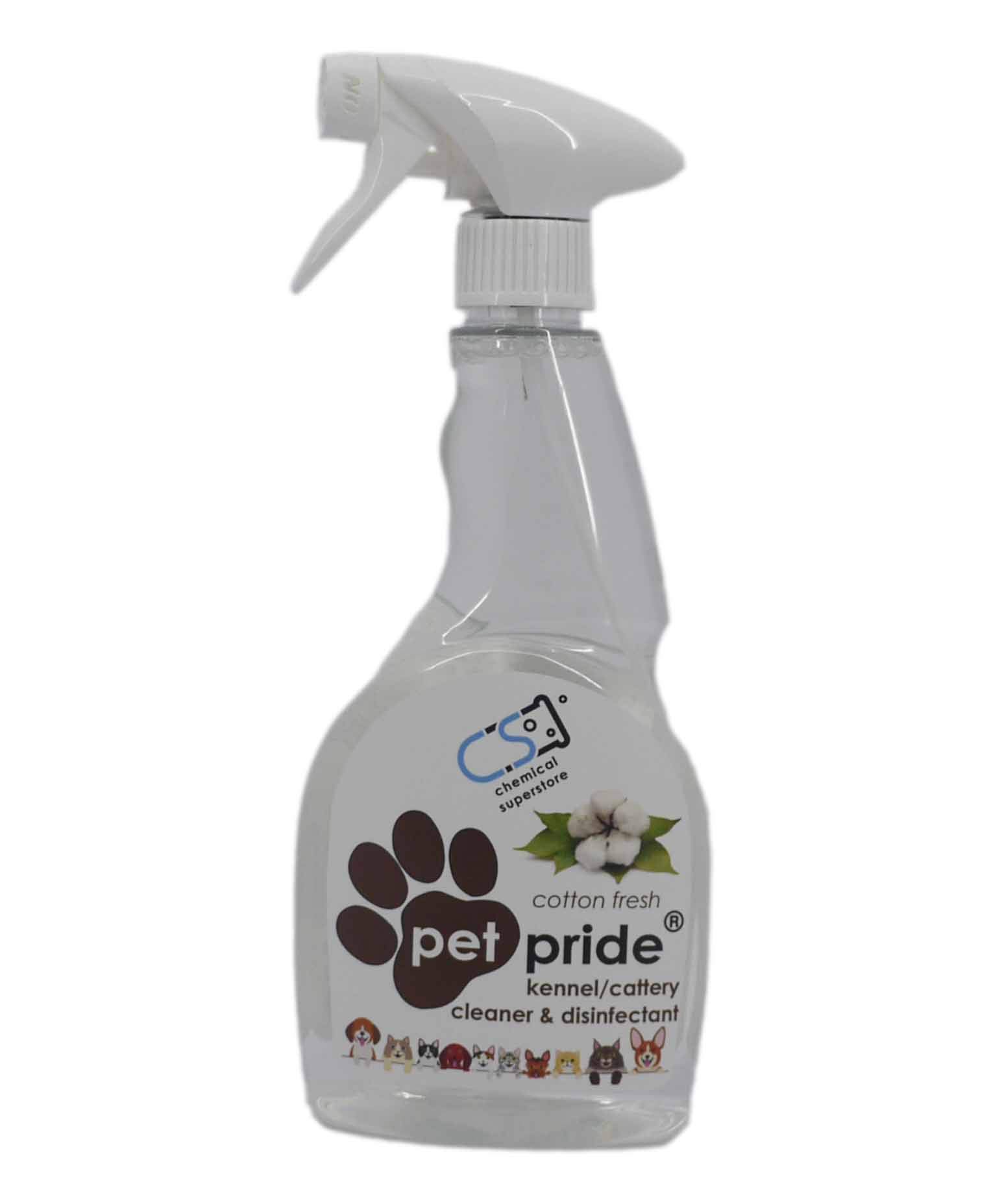 Pet Pride Disinfectant Ready to Spray Cleaner Deodoriser - Paw Friendly 500ml (Cotton Fresh)