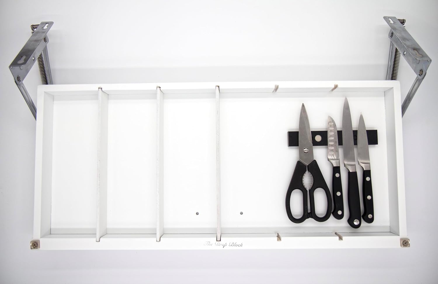 Under Cabinet Spice Rack - Pull down Spice Rack -Safely and neatly store steak knives, utensils, crafts and more (Ebony/Black)