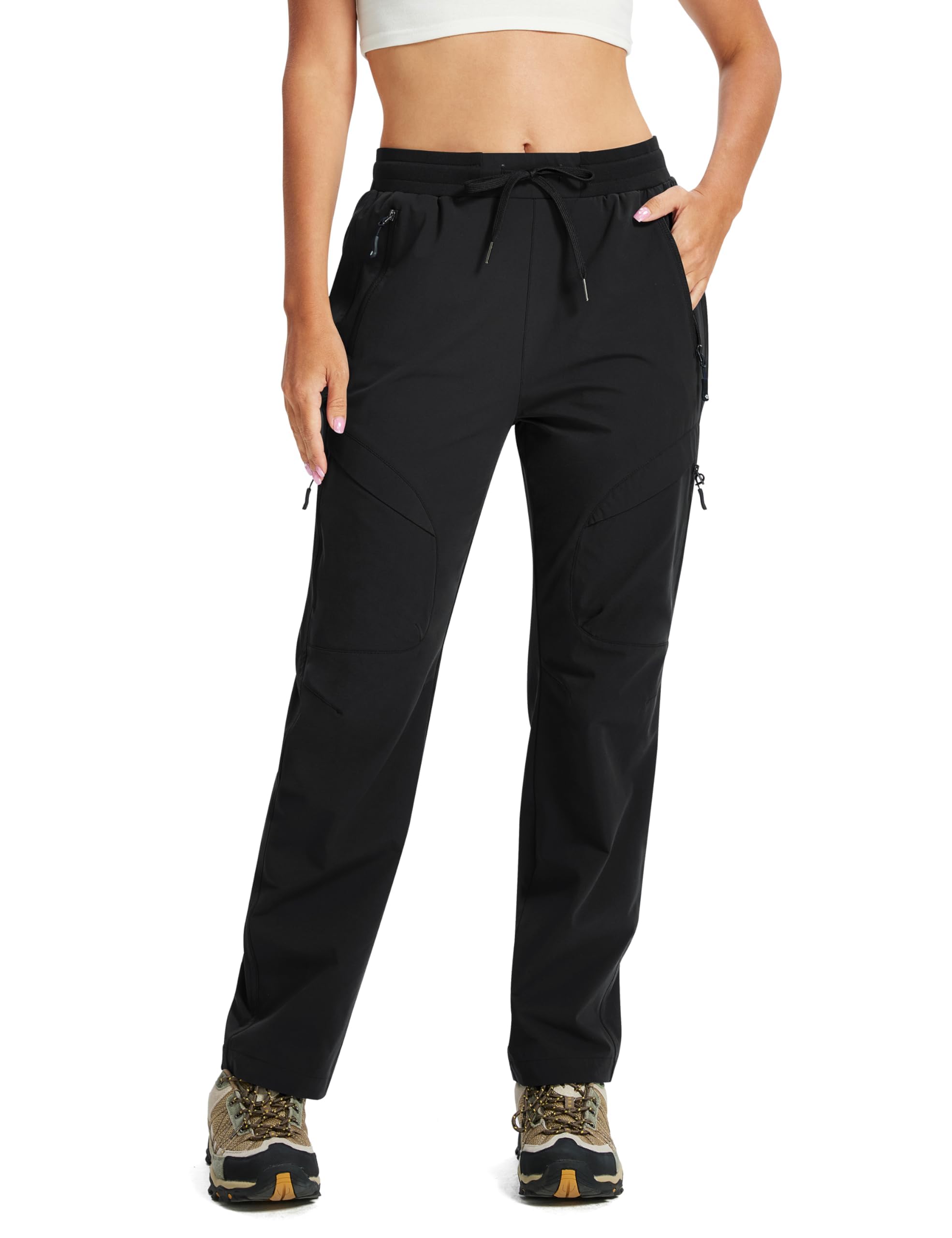 AIRIKE Pantalones Trekking Mujer Pantalones de Senderismo Impermeables Pantalon Cargo Elasticos Verano Pantalones de Trabajo con Bolsillos Cargo Ligeros al Aire Libre