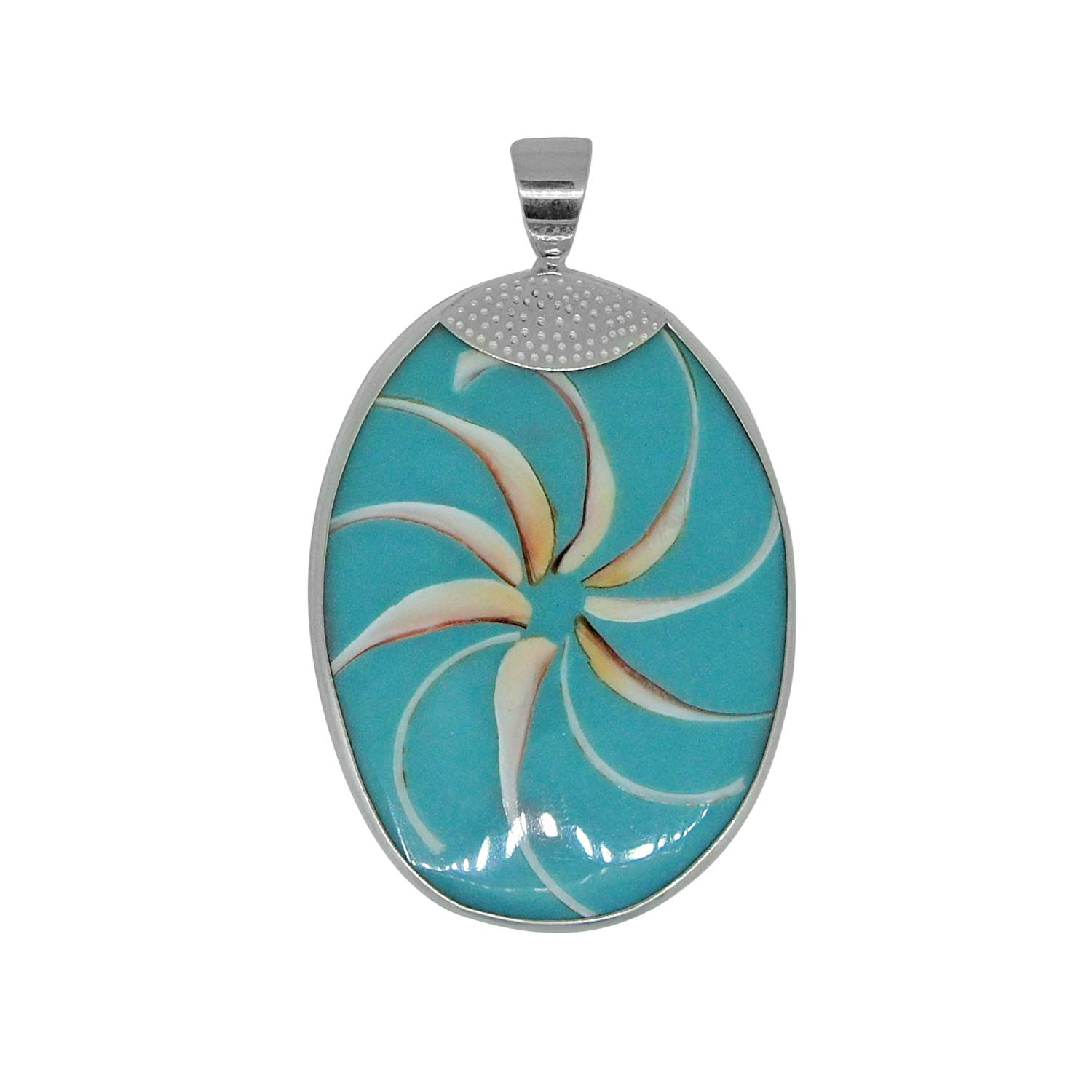 IJ INSPIRING JEWELLERYInspiring Jewellery Silver Jewellery MOP Shell Inlay Handcrafted Pendant for Women & Girls(Blue/White)