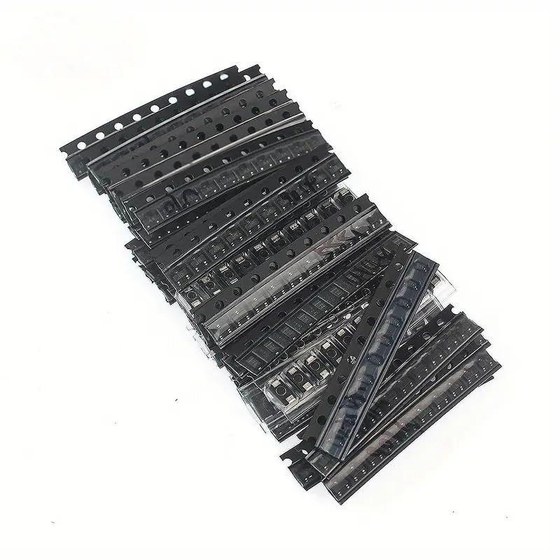 350pcs, 35 Types*10pcs Diode and PNP/NPN Transistor Assorted Kit - Includes 1N4148, M1, M7, S9012, S9013, S9014, S9015, S9018, S8550, S8050, 2N2222, 2N3904 SOT-23