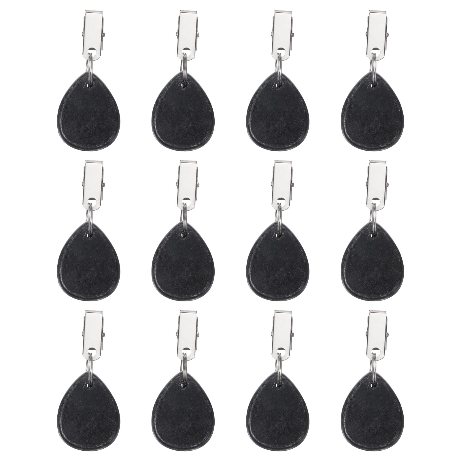Poids de nappe en obsidienne noire avec pinces métal lot de 12