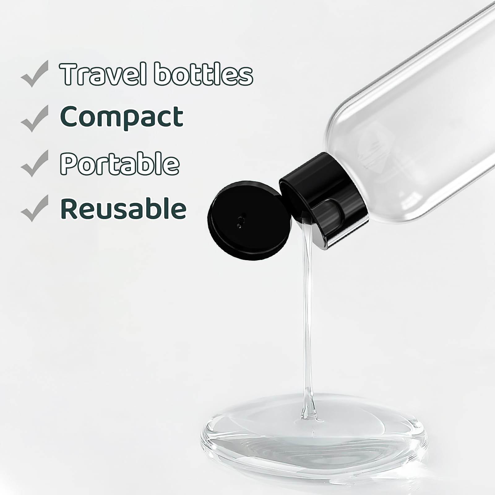 YFNVH 50Pcs 100ml Plastic Travel Bottles with Flip Cap Small Clear Squeeze Bottles for Toiletry Empty Refillable Leak Proof Containers with 2 Transfer Funnels for Cosmetic Shampoo Body Soap Lotion - Image 3