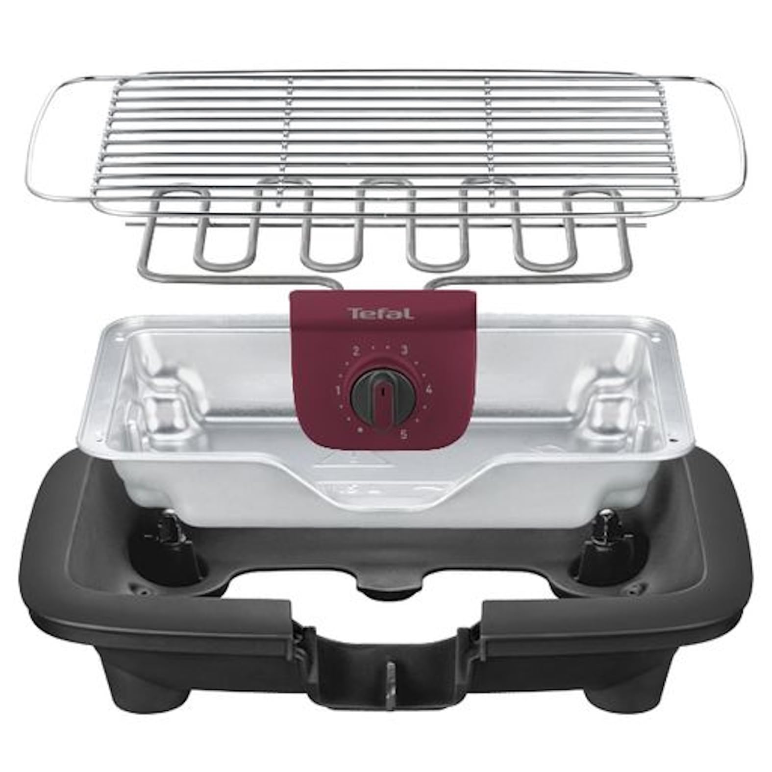 Tefal Easygrill Elektrogrill 2300 Watt Tischgrill 870 cm² Grillfläche schwarz burgunderrot BG90E5