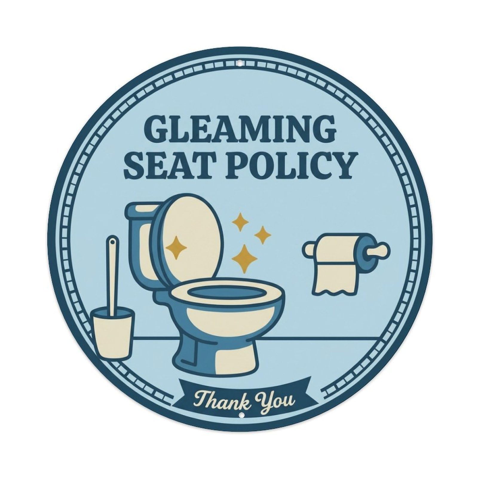 Olhnbad Style Gleaming Seat Policy Toilet Quote Cartoon Bowl Metal Tin Sign