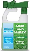 Maximum Green & Growth Fertilizer High Nitrogen 28-0-0 Liquid Lawn Food Spray Spring & Summer- Any Grass Type- Simple Lawn Solutions - Concentrated Quick & Slow Release Attached Sprayer (32 Ounce)