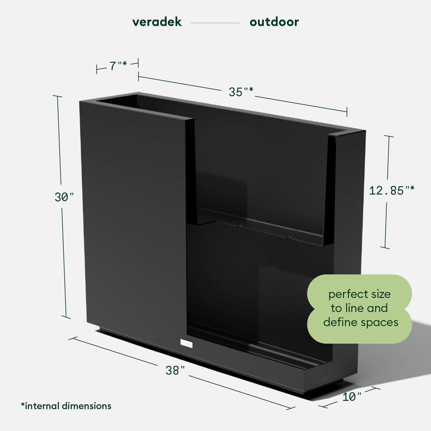 Veradek Block Series Span Plastic Planter - Tall Rectangular Planter for Indoor or Outdoor Patio/Porch | Durable All-Weather with Removable Insert Bucket | Modern Design for Plants, Flowers(2 Pack): Black Medium - 2 Pack