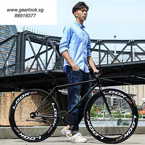 In box Bicycle 26 Inch 1 Speed Black Fixie LOOK Bike : Amazon.sg