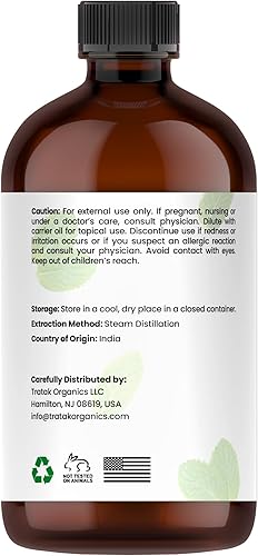 Miniatura 8 de TRATAK Organics Aceite esencial de menta, aceite 100% puro y natural para aromaterapia, aceites esenciales sin diluir con cuentagotas premium,