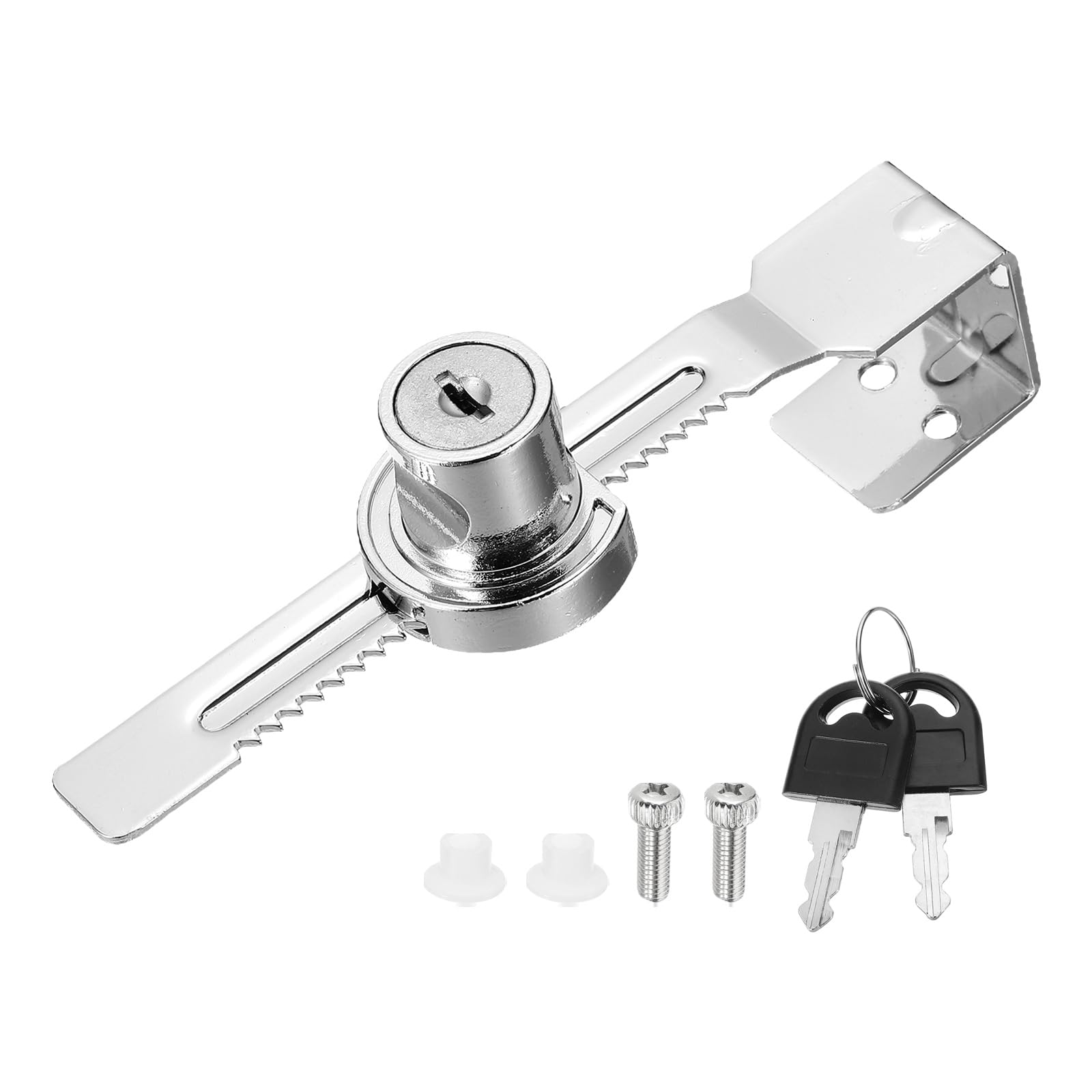 DEFANEX 1" Sliding Glass Door Ratchet Lock, Keyed Alike Secure Showcase Display Case Lock - No Drill, for 10-20mm/ 0.39-0.79 inch Cabinet Stores Glass Door, Silver