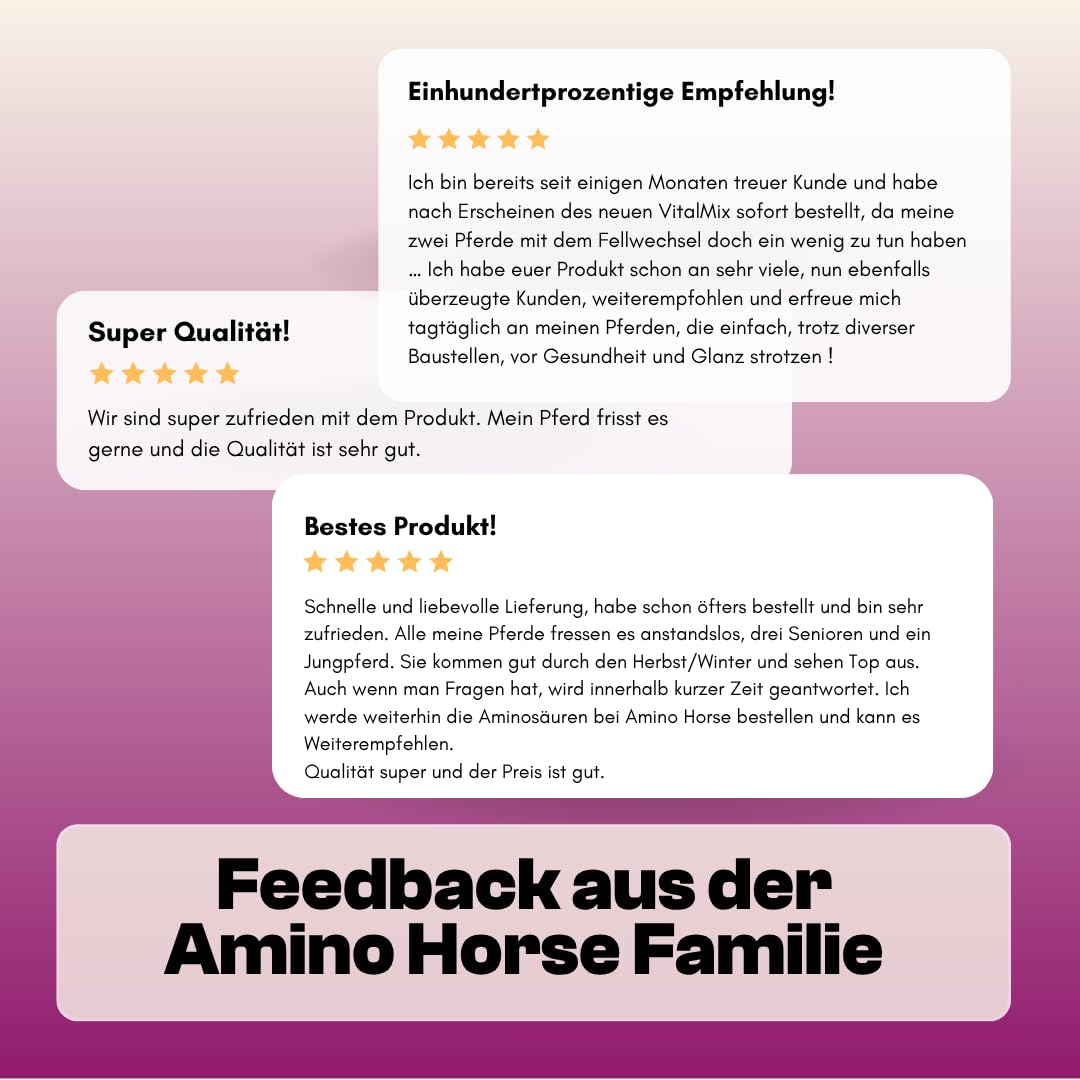 Aminosäuren Vitalmix für Pferde, 100% Reine dopingfreie L-Aminosäuren, 650g Monatspackung