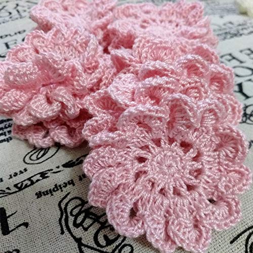 2'' Handmade Crochet Flowers Embellishments Appliques for Crafts, Flower Garland, Clothing, Headbands, Hats, Gift Package Needs, Pack of 20