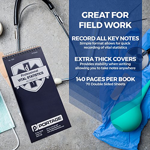 EMT/First Responders Vital Statistics Notebook – 8” x 4” Medical Notebook for Vital Signs and Additional Patient Information – 210 Pages (3 Pack) - Thumbnail 3