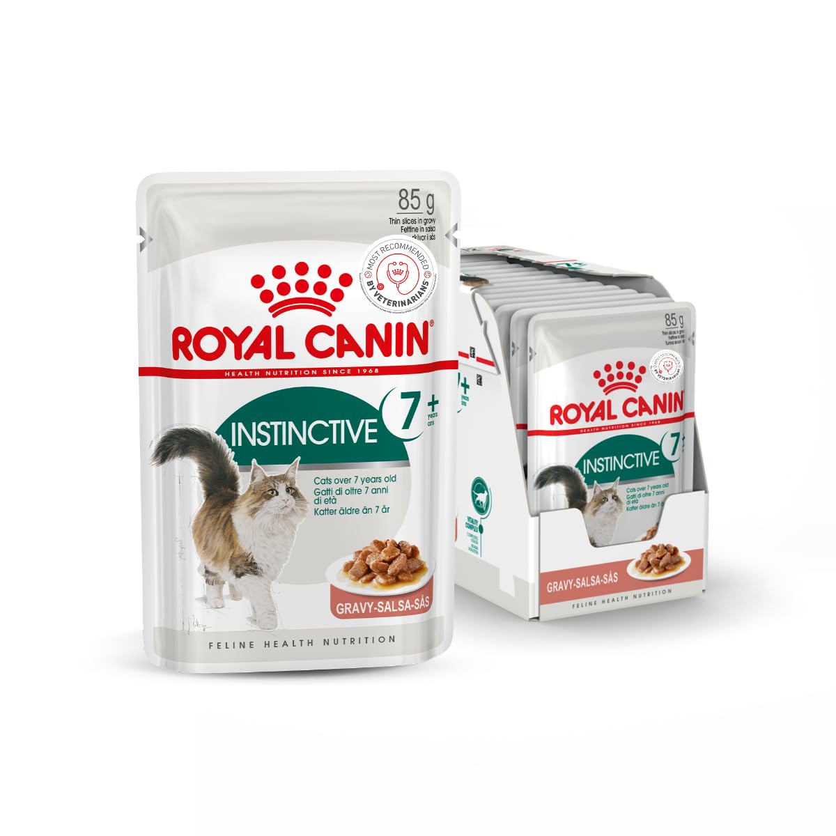 Royal Canin Instinctive Adult Cat Food, 85 Grams, Pack of 12 Sachet, Wet Food, Supports Vitality Complex & Renal Health, Instinctively Preferred