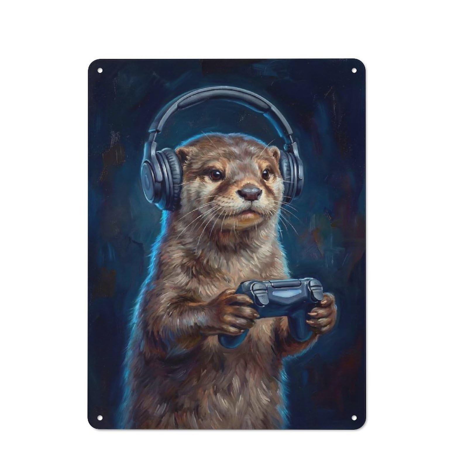 Junmoney Style-6 Gamer Otter Tin Wall Sign 40X30cm, Country Style Bistro Wall Plaque For Coffee Bar, Kitchen, Bistro Or Tea Corner