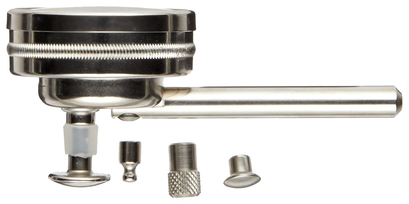 Starrett - 196B1CAL 196B1 Universal Dial Indicator, Back Plunger, White Dial, 0-100 Reading, 0-0.2" Range, 0.001" Graduation with a NIST-Traceable Calibration Certificate with Data