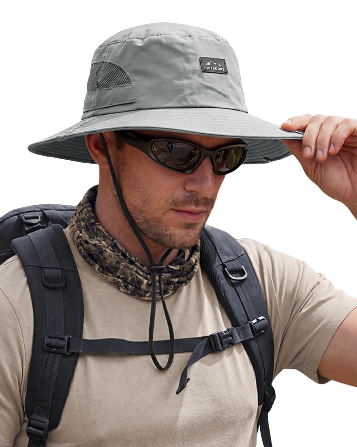 Hat Hut Hiking Hat, UPF 50+ Wide Brim Sun Bucket Hats for Men Women, UV Protection, Fishing Outdoor Safari (UK, Alpha, One Size, Light Grey)