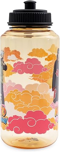 Miniatura 2 de Naruto Shippuden - Botella de agua de plástico con tapa a presión, jarra deportiva grande para gimnasio, trabajo, capacidad para 32 onzas