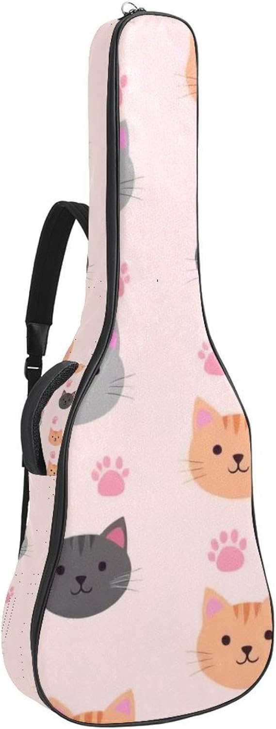 40/41/42-inch Cartoon Animals Acoustic Guitar Bag With Adjustable Shoulder Strap And 2 Storage Bags. Guitar Bag With Back Hanging Loop, Electric, and Classical Guitars