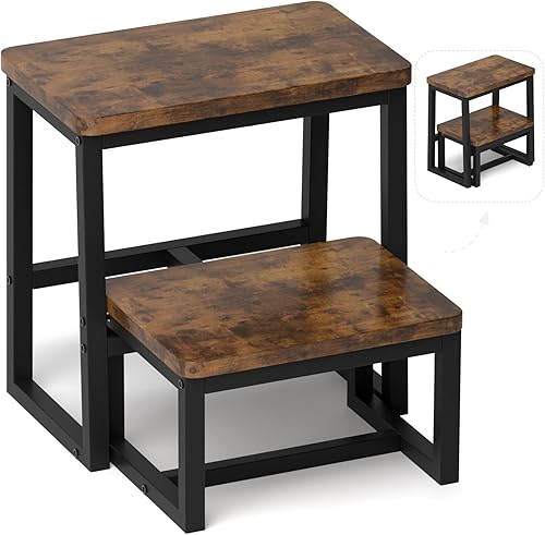 iTsst Taburete escalonado para adultos soporta hasta 500 libras 3 en 1 taburete resistente de dos pasos para Kichenbañocamas altas marco de madera y