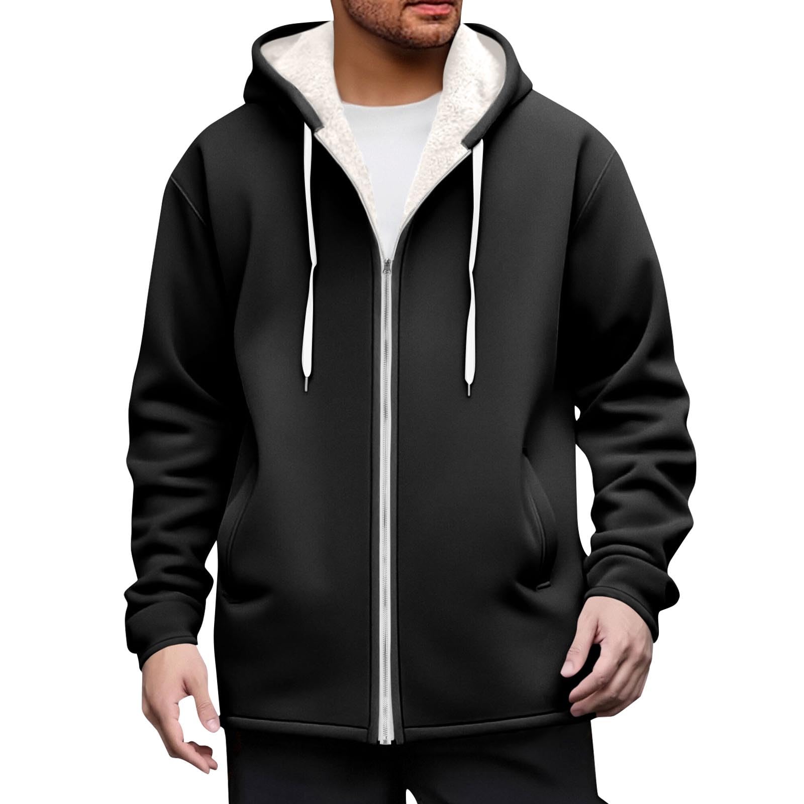 Sudadera Cremallera Hombre,Chaqueta de Hombre Invierno de Forro Polar con Capucha Sudaderas Deportiva Entretiempo Jersey Manga Larga Color Sólido Básica Casual Ropa de Trabajo Hoodie Sweatshirt