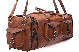 Padded Laptop Leather Duffel Bag with Patina by Leather Native