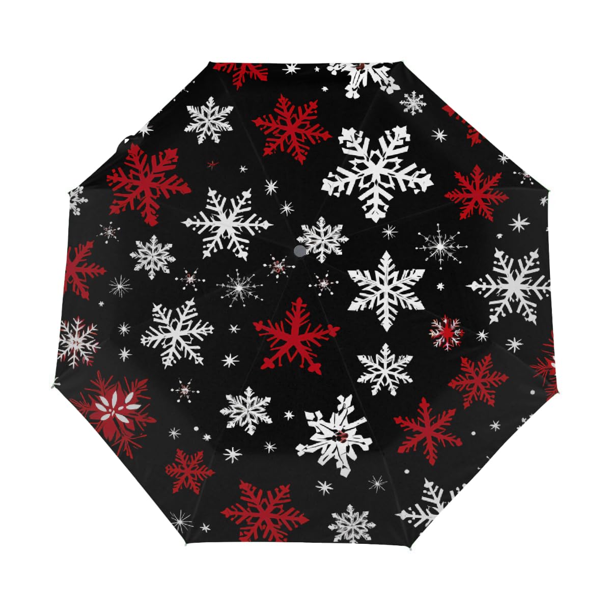 Compact Travel Umbrella Snowflakes Christmas Red Black Auto Open Close Umbrella Windproof Rain Umbrellas for Kids Men Women