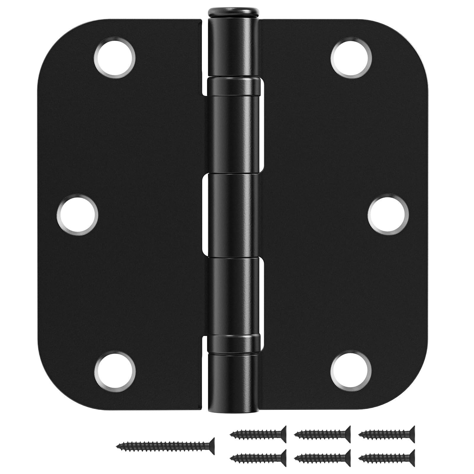 Rounded 24 Pack Black Door Hinges 3.5 Inch 5/8" Radius Ball Bearing