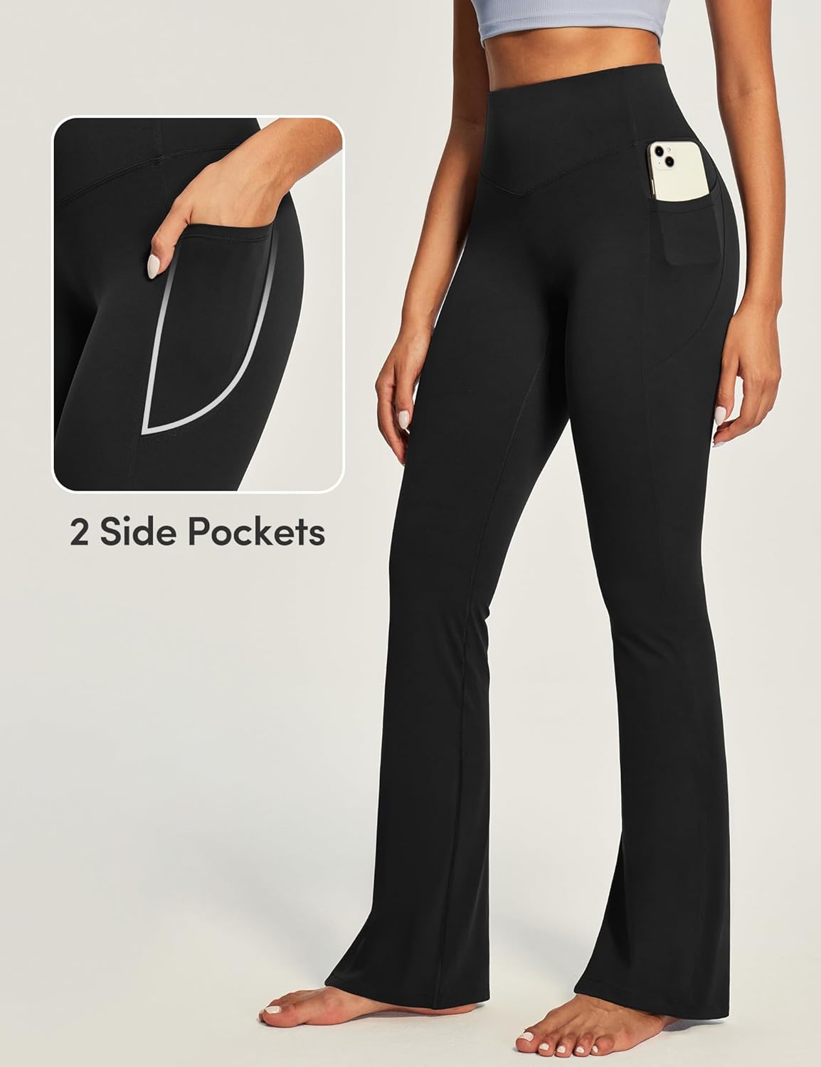 IUGA Mini Flare Leggings for Women Tummy Control Hidden Scrunch Butt Flared Yoga Pants with Pockets No Front Seam Workout - Image 5