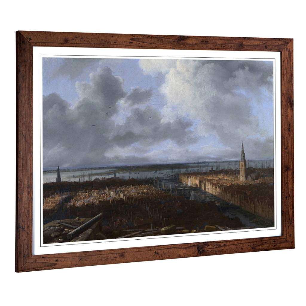 Big Box Art Framed Print of Jacob Ruisdael A View of Amsterdam Design | Wall Art Picture | Home Decor for Kitchen, Living Room, Bedroom, Hallway, Walnut, A2 / 24.5x18 Inch / 62x45cm