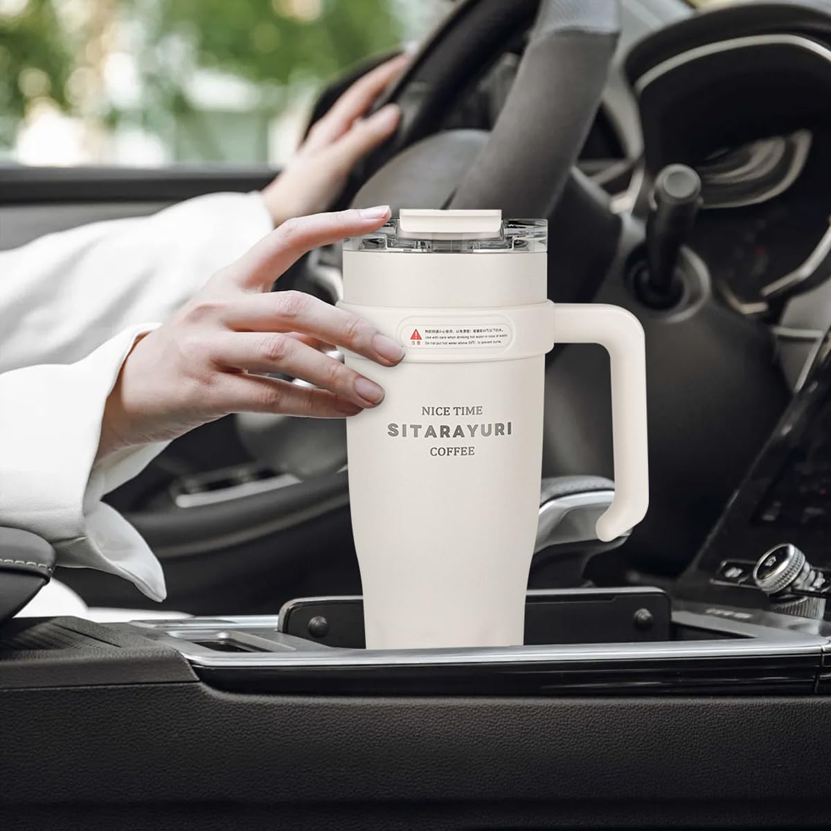 40 oz Tumbler with Handle, 2-in-1 Straw and Sip Lid, Leakproof, Dishwasher Safe, Insulated Stainless Steel Travel Coffee Mug, Keeps Cold for 34 Hours, Fits in Car Cup Holder (White) - Image 9