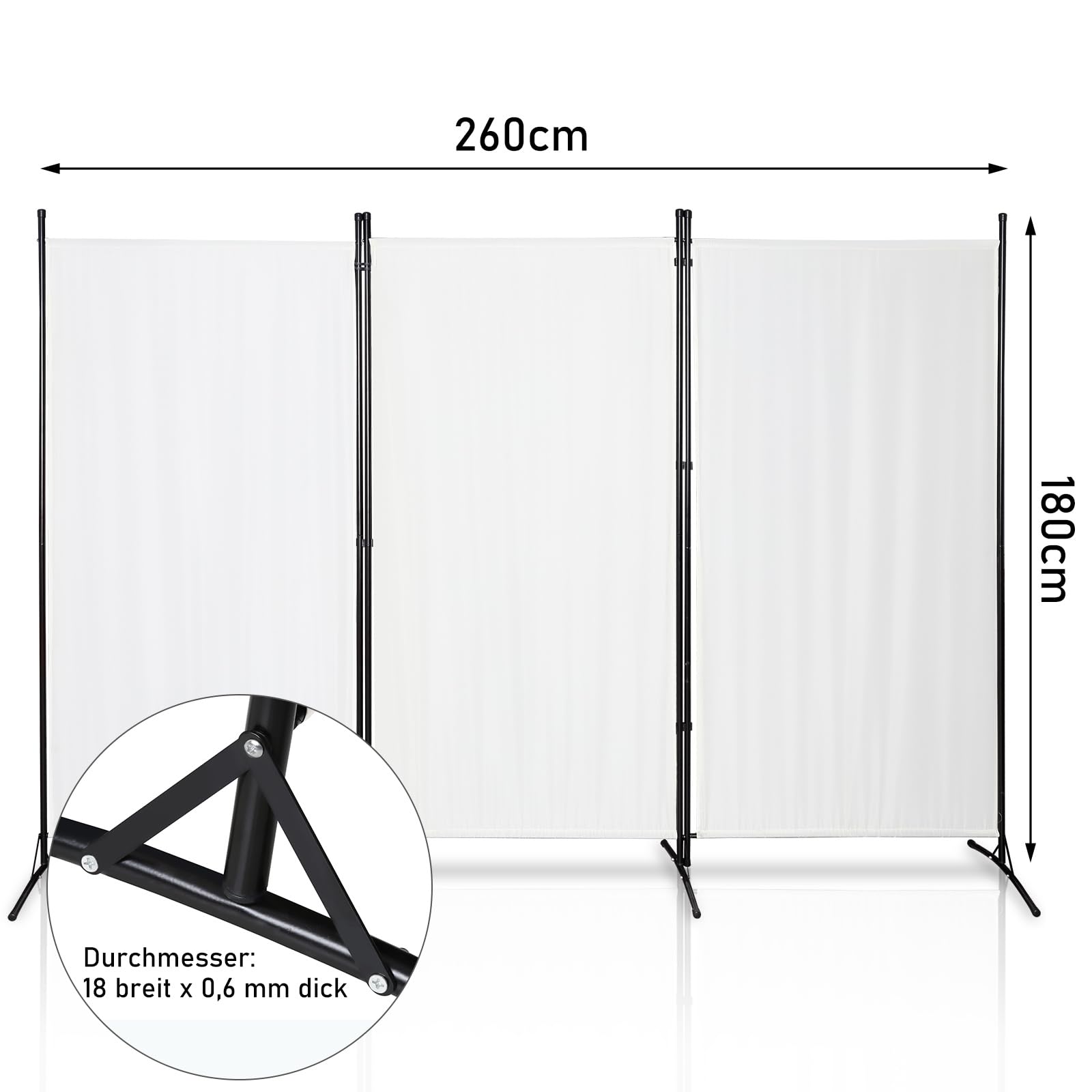 Paravento Divisorio 260x180 cm, Separé Frangivista Bianco | Paravento autoportante e separé divisorio frangivista per interni ed esterni: giardino, balcone, terrazza, ufficio e bagno