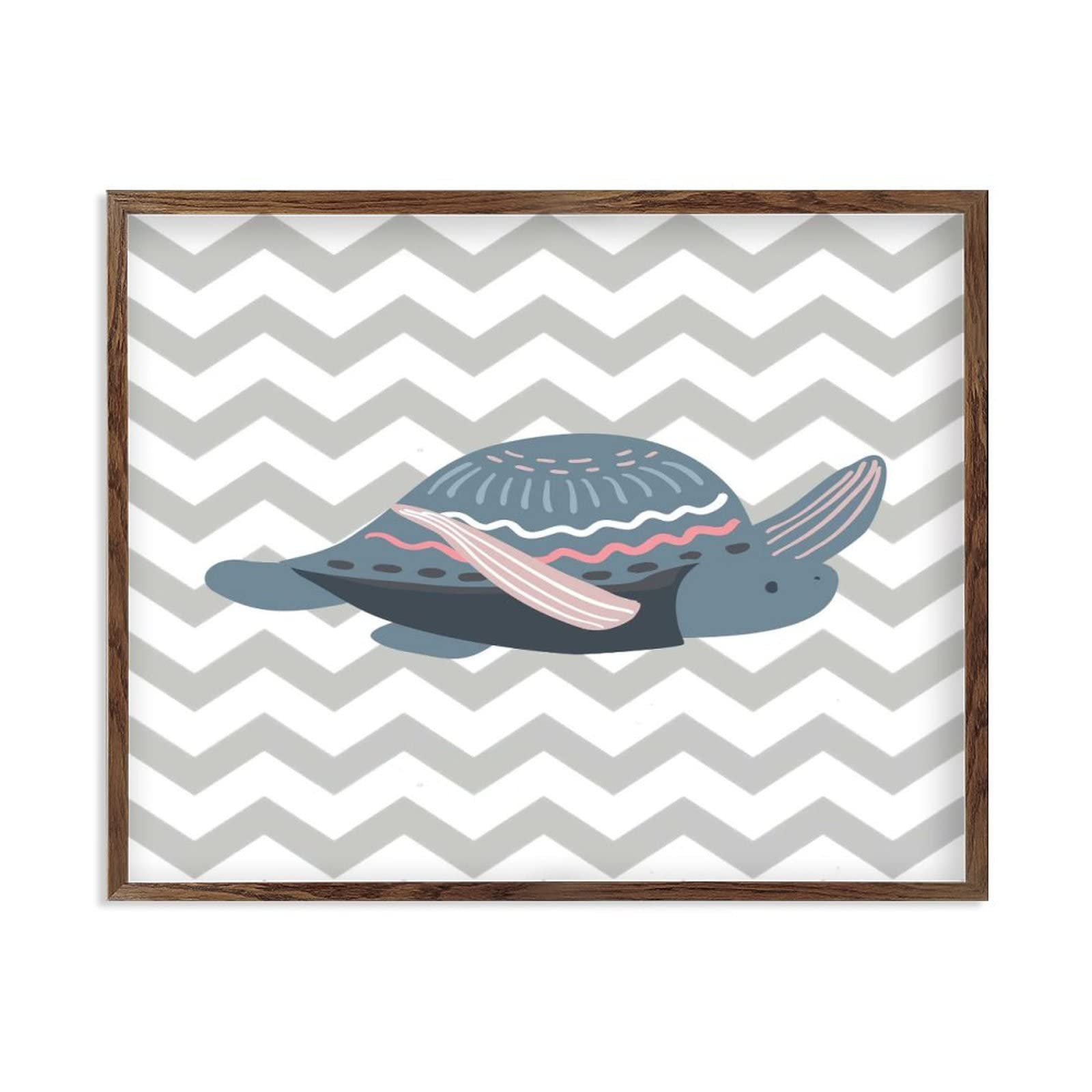Panneau bois encadré poisson 40x50 cm, idée cadeau décoration de charme