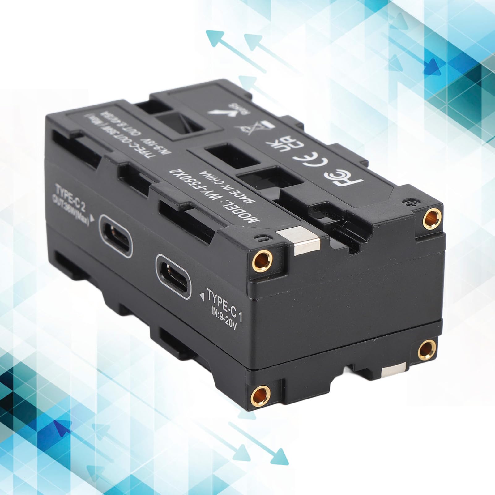 Tangxi Doppelseitige NP-F-Dummy-Batterie mit USB-C-Gleichstromanschluss, LED-Anzeige, Dummy-Batterien, und Drahtlosen Videosendern für die Bildübertragung