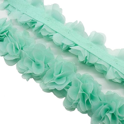 Miniatura 9 de Yalulu Cinta de encaje de gasa 3D de flores de 5 yardas, adornos de tela para manualidades, costura, accesorios de decoración de vestidos de novia