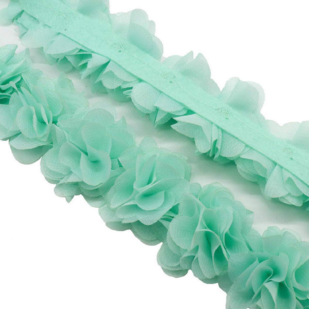Dentelle mousseline 3D verte Yalulu de 4,6m pour la finition et bordure de robe de mariée